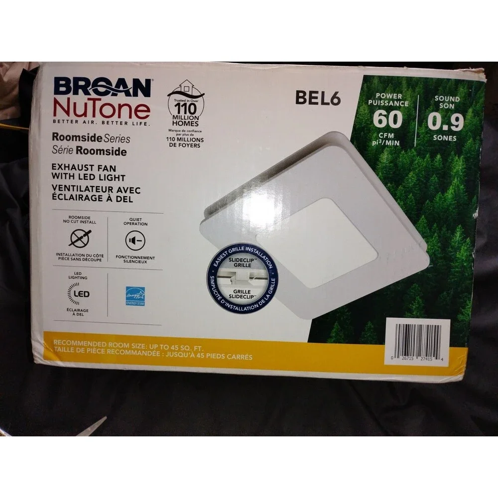 Broan Fan/LED Light Nutone Bathroom Exhaust Fan 0.9 Sones 60 CFM